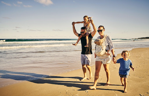 Family Walking along the beach