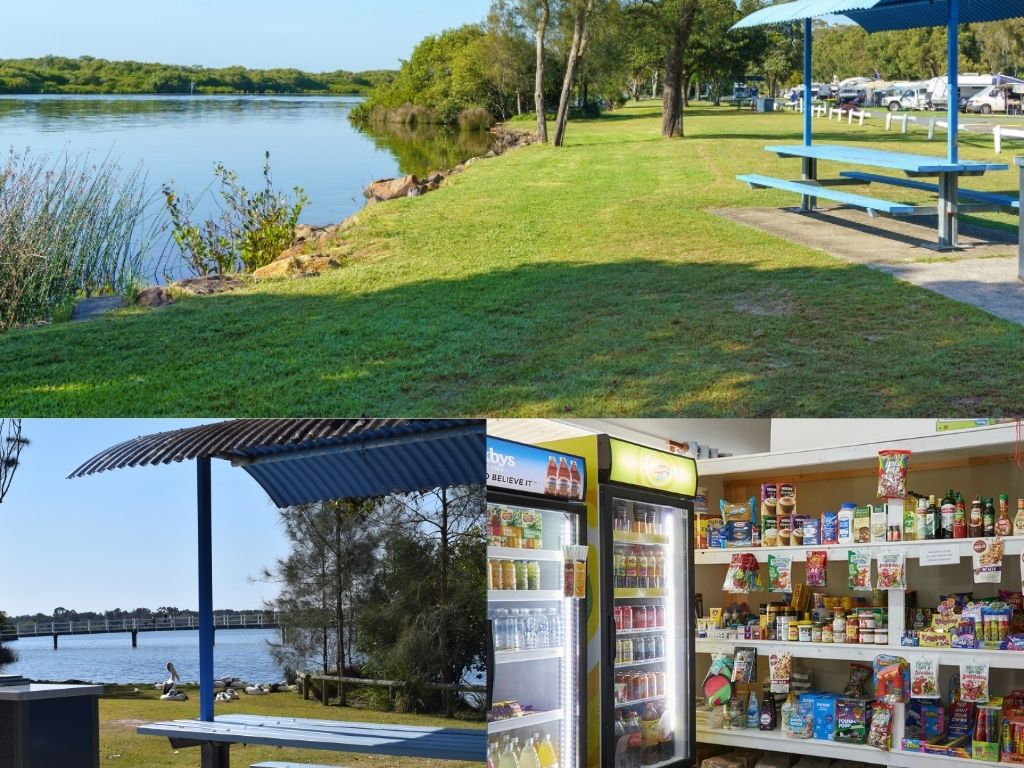 Some of the facilties at the MVC parks - shopping, river side benches, shoreline BBQ spaces.